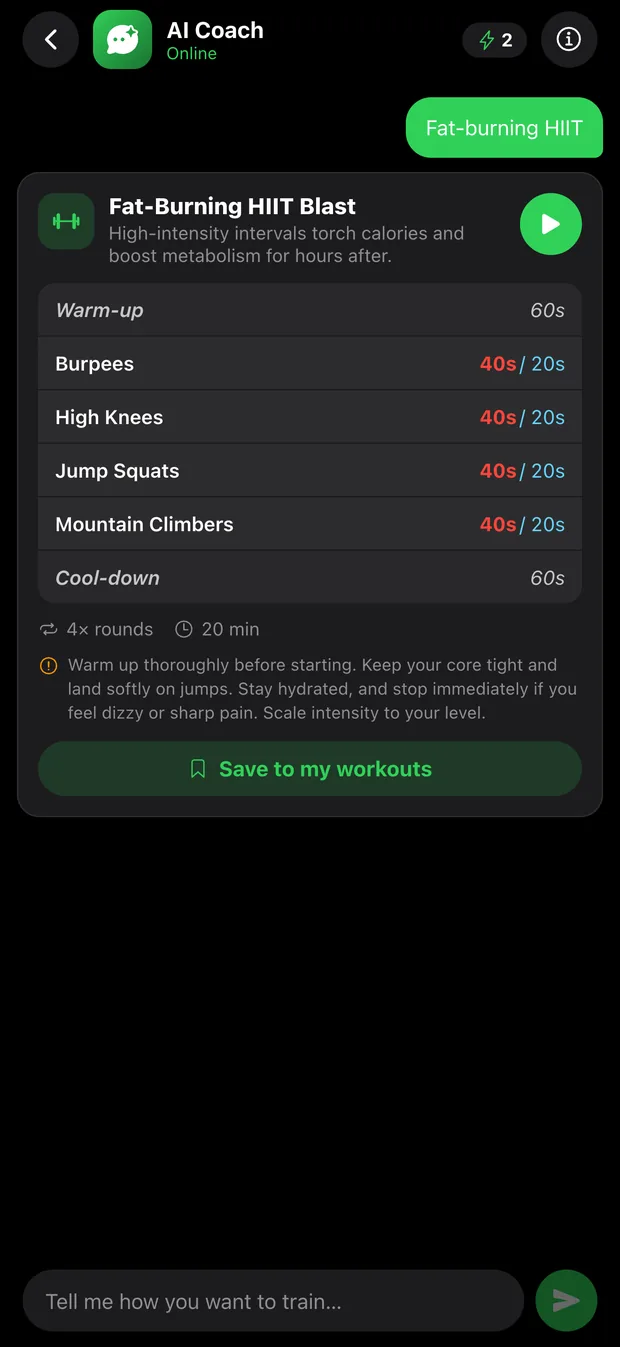 Ardo AI workout